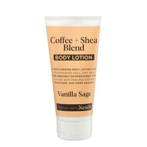 New! Coffee + Shea Blend Moisturizing Body Lotion Vanilla Sage Scent 5.5 oz.